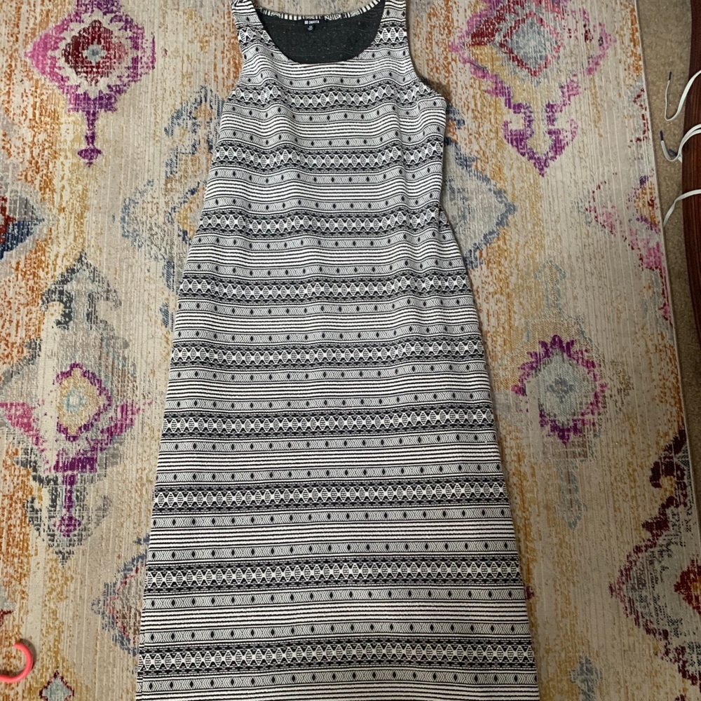 BB Dakota Plus White/Black Maxi Sheath Dress